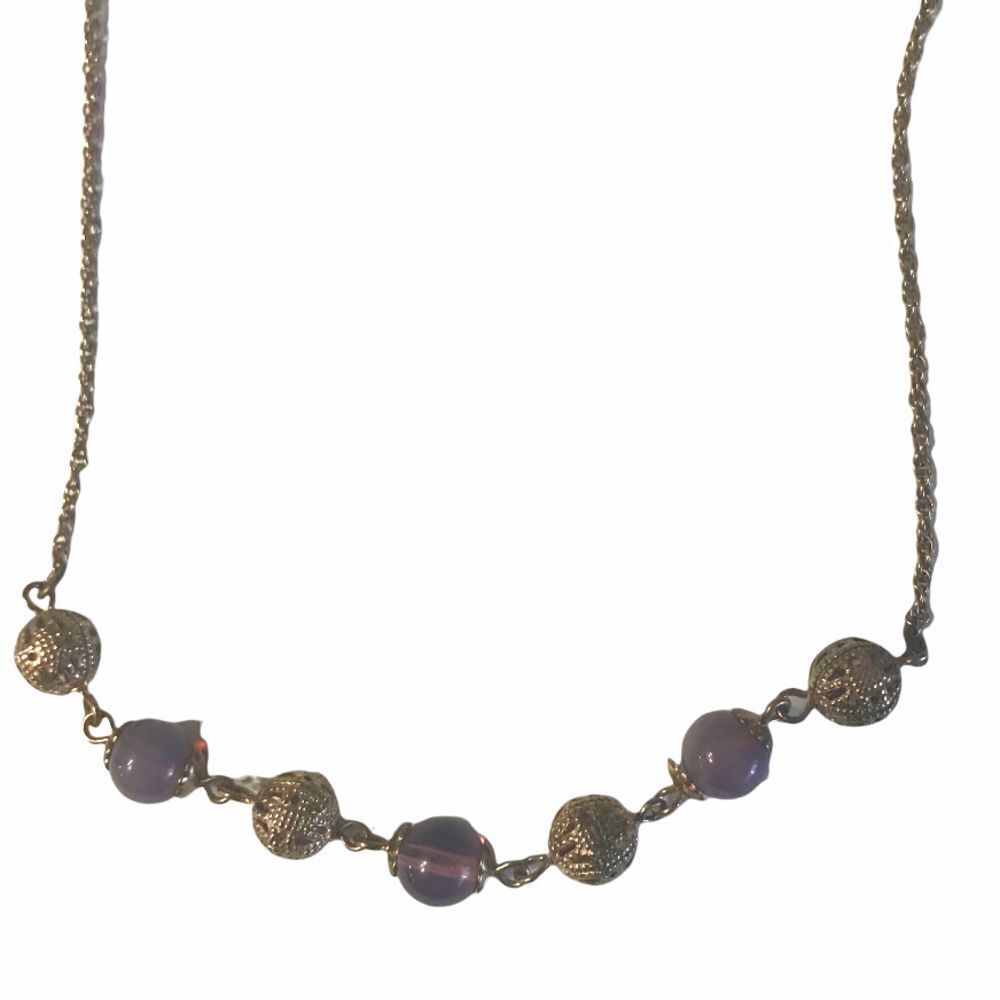 Beaded style silver tone statement dainty necklace